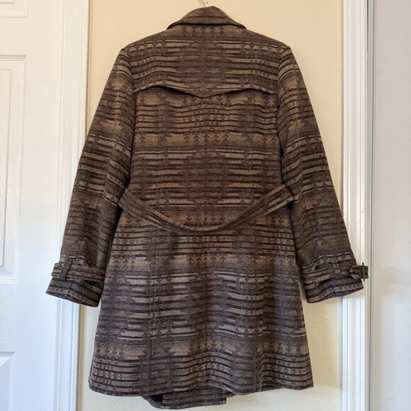 Pendleton Womens Wool Blend Belted Double-Breasted Coat Brown Pattern Sz M - Picture 5 of 8